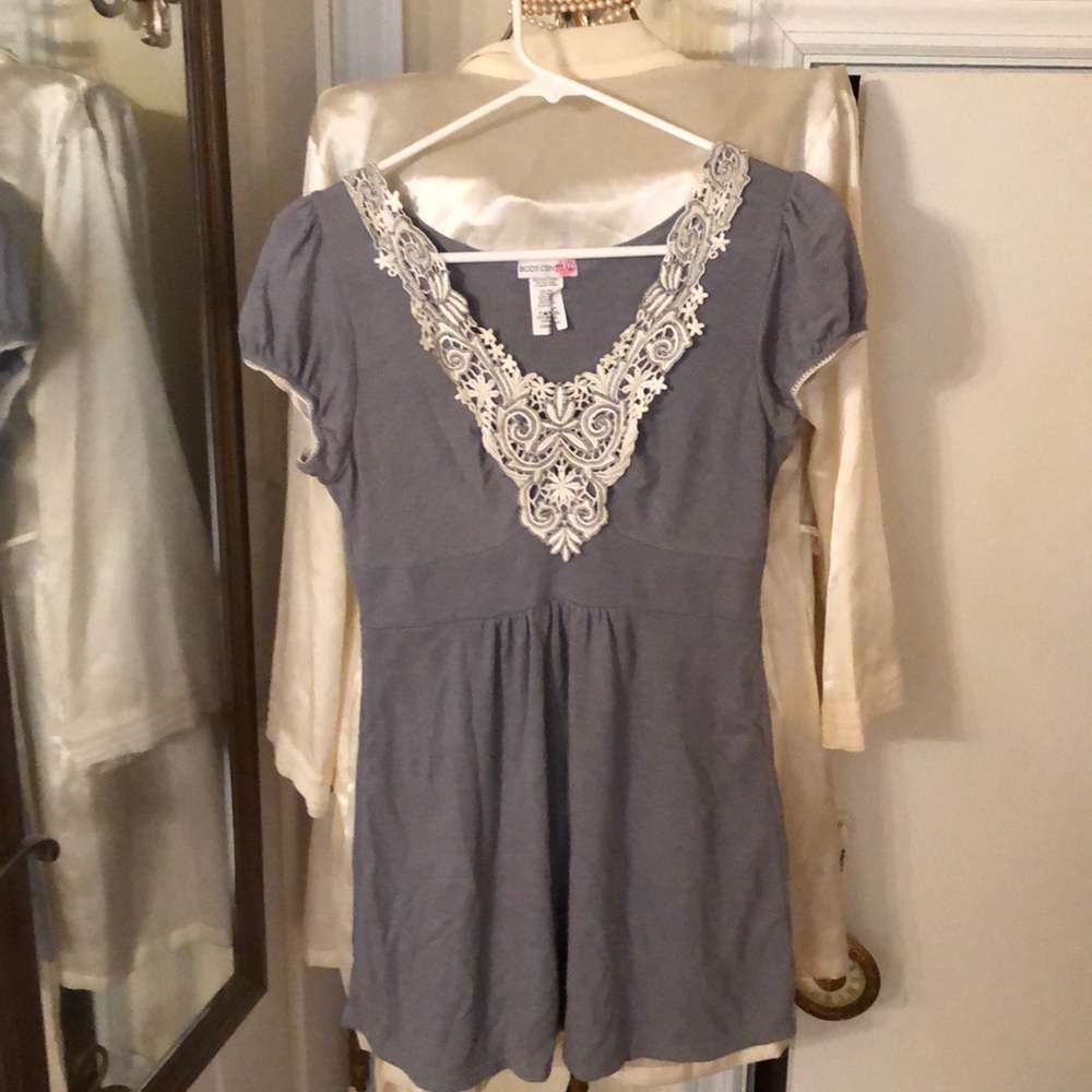 Gray Top with Lace